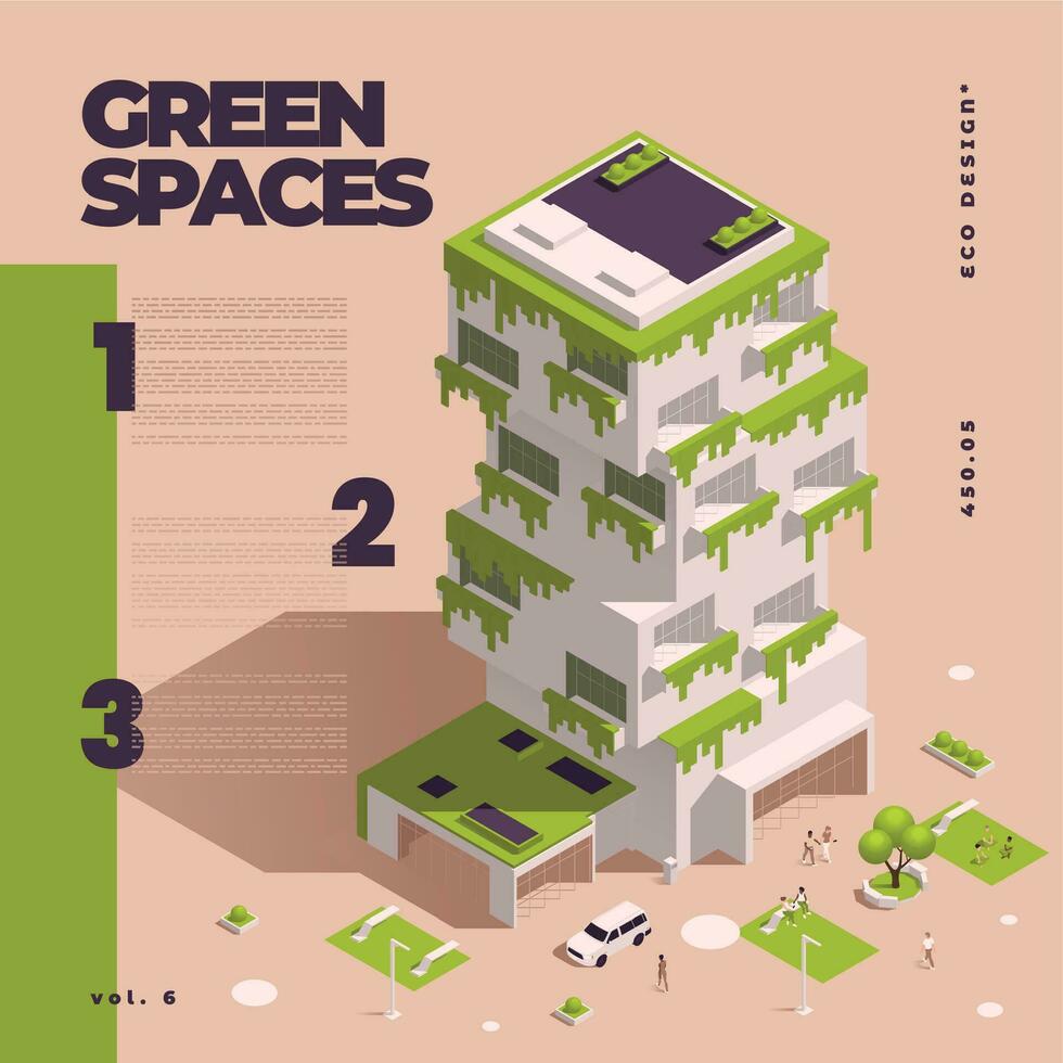 Urban City Green Spaces Eco Design Isometric Flowchart vector