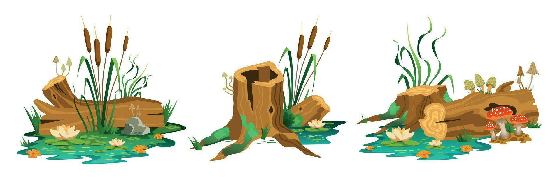 Swamp Forest Compositions Set vector