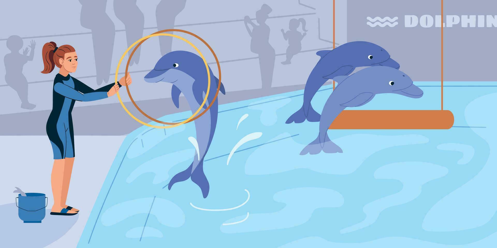 Dolphinarium Flat Illustration vector