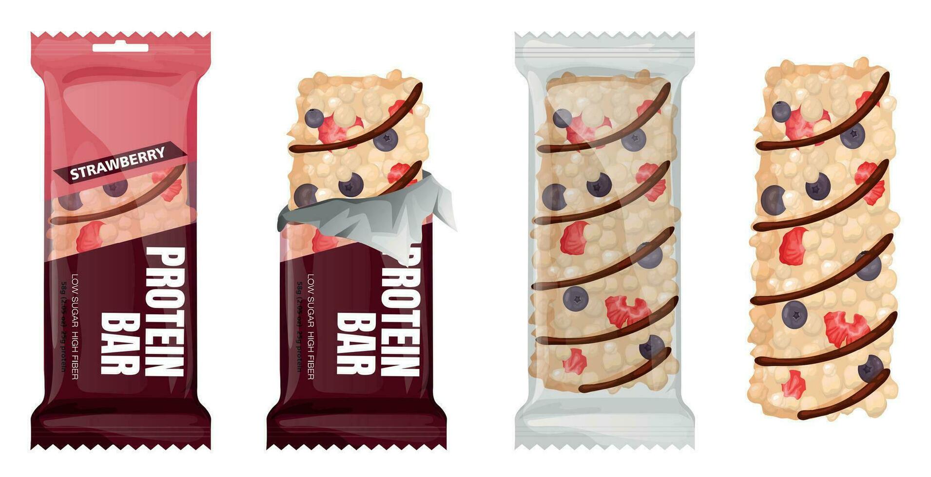 Healthy Protein Bars Set vector