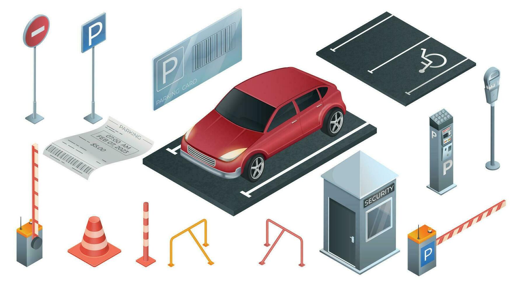 Parking Realistic Set vector