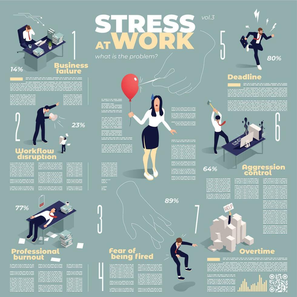 Office People Isometric Stress vector