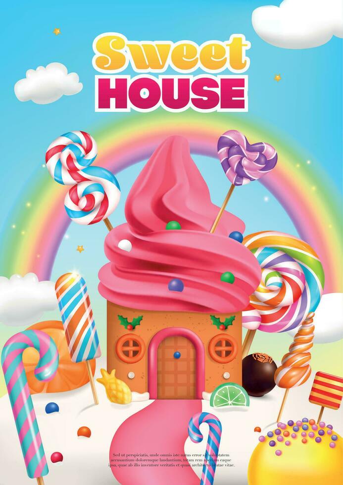 dulce casa realista póster vector
