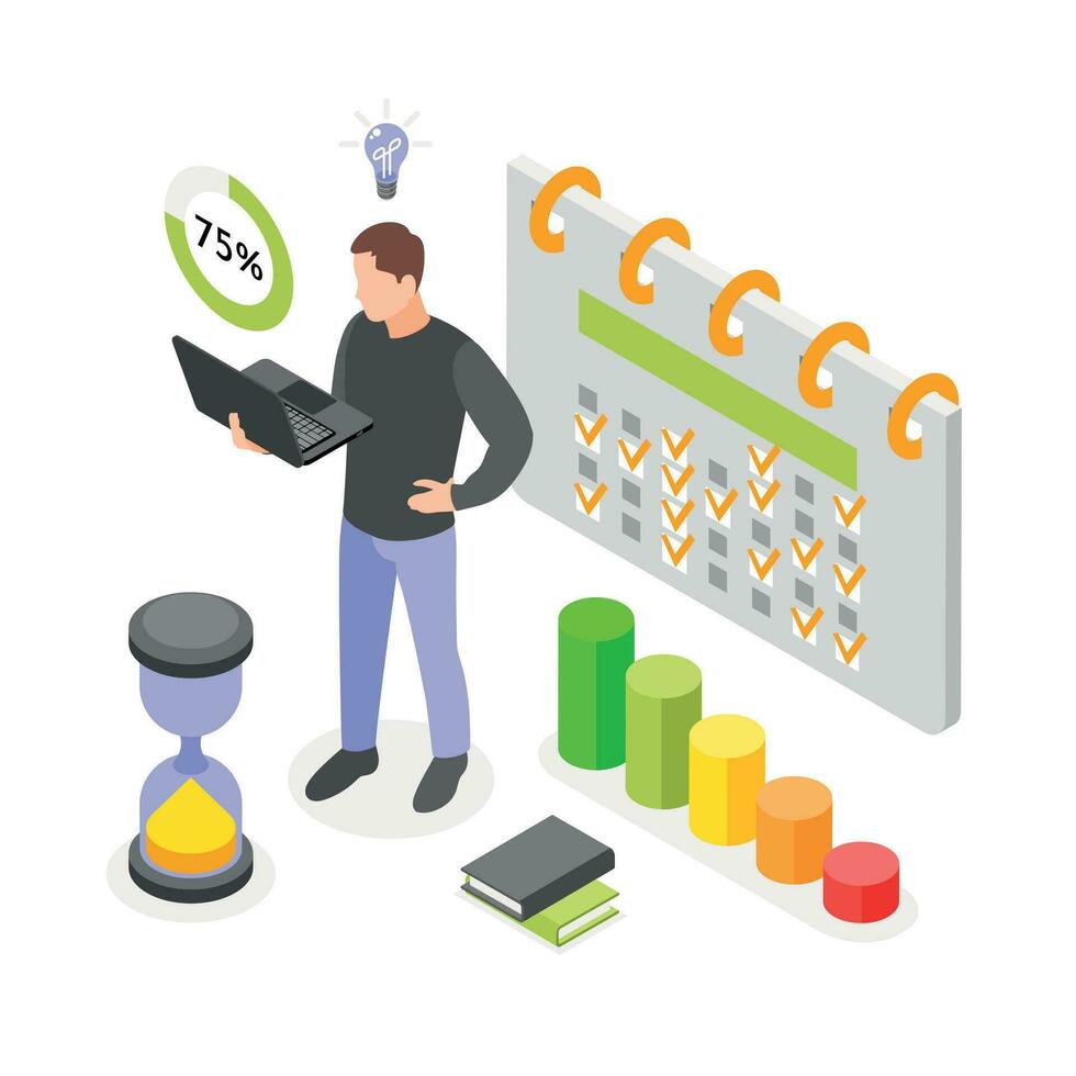 Work Productivity Isometric Composition vector