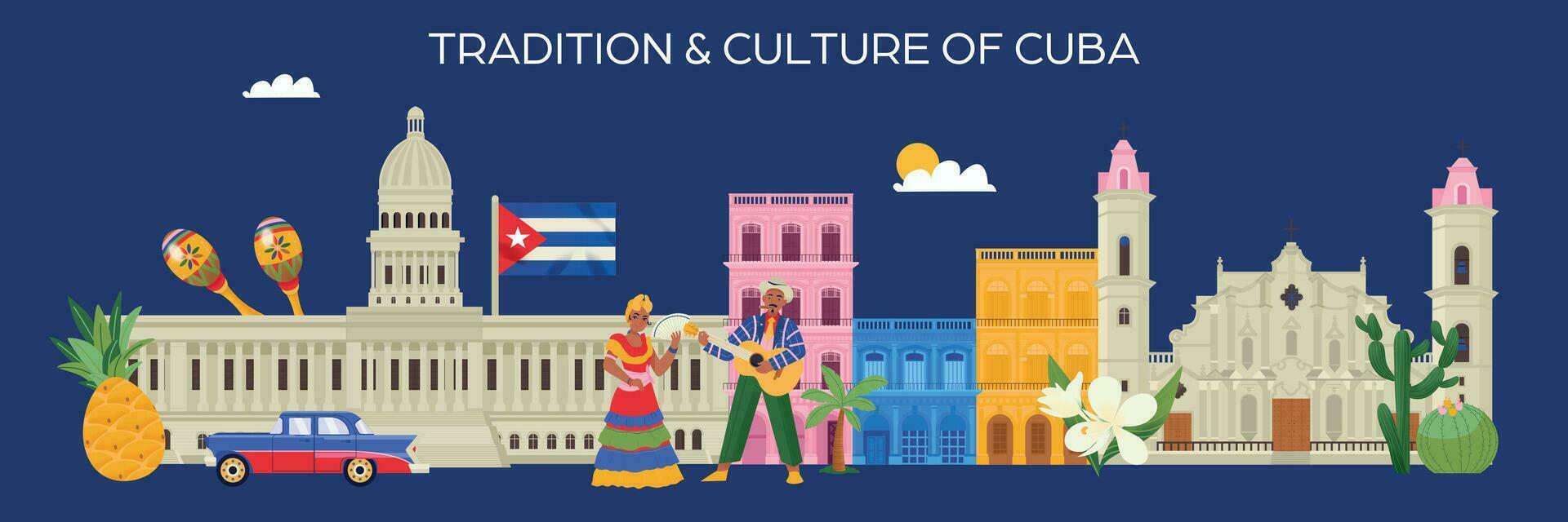 Cuba Horizontal Banner vector