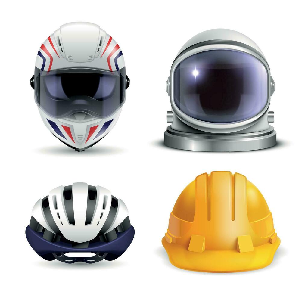 Various Safety Helmets Set vector