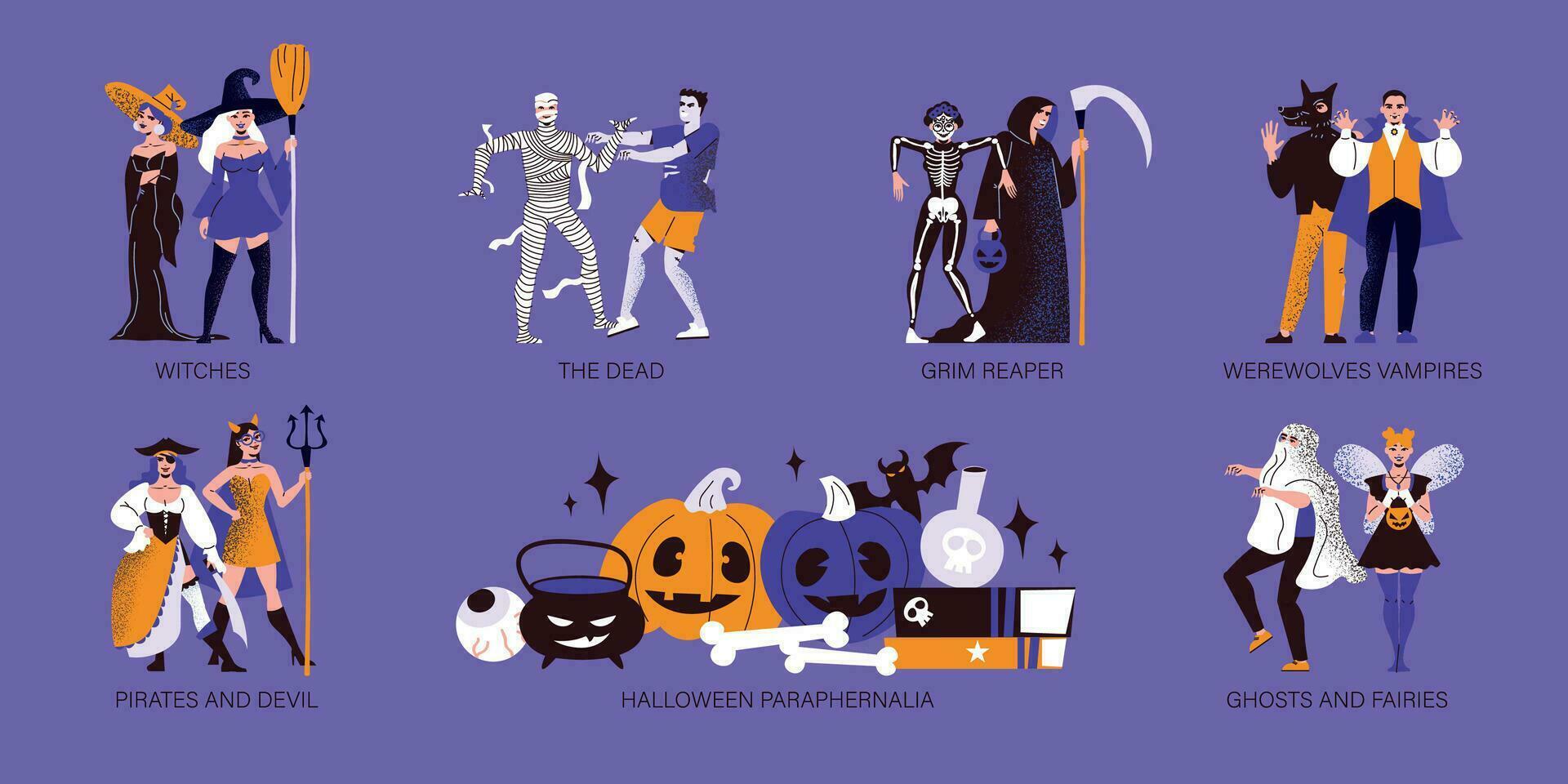 Halloween Compositions Set vector