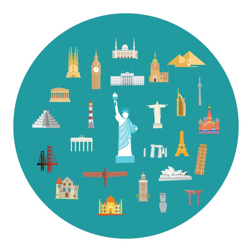 World Famous Place Digital Art Vector Stock Illustrations