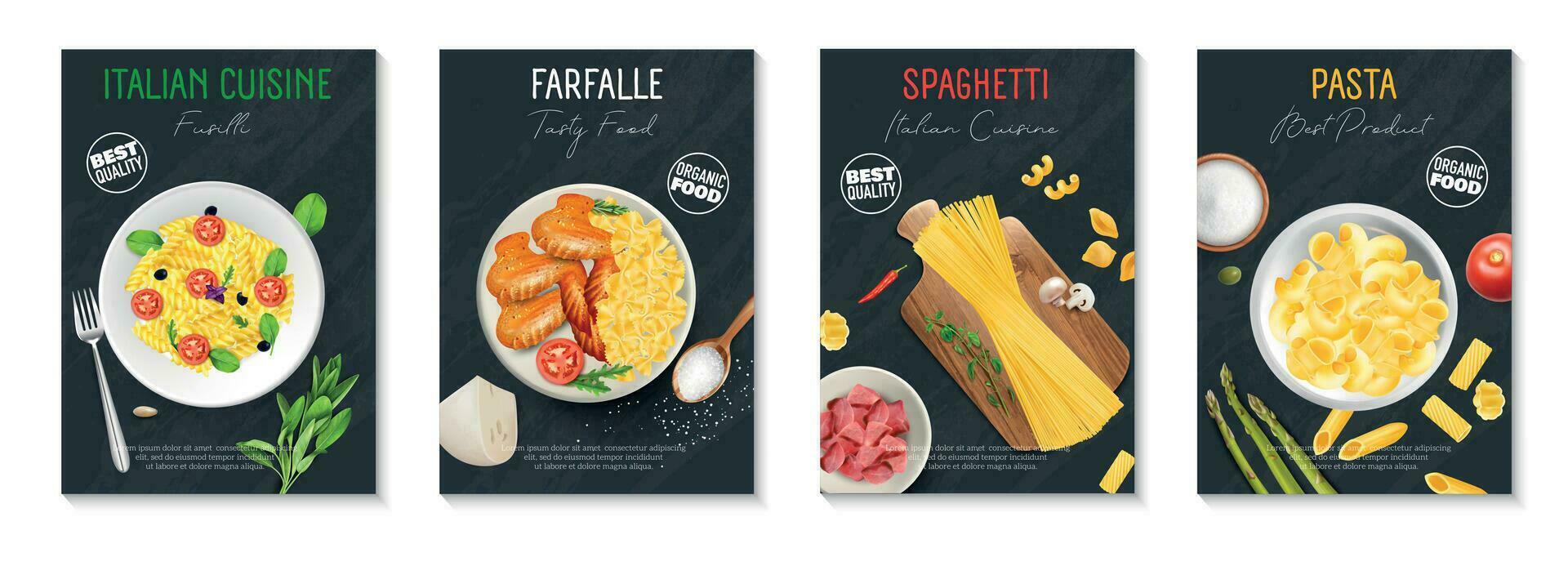 Pasta Posters Set vector