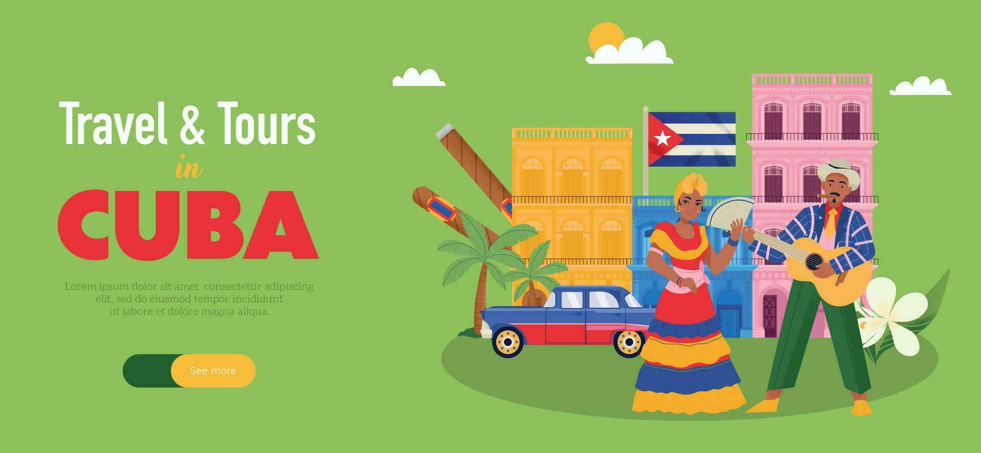 Cuba Horizontal Banner vector