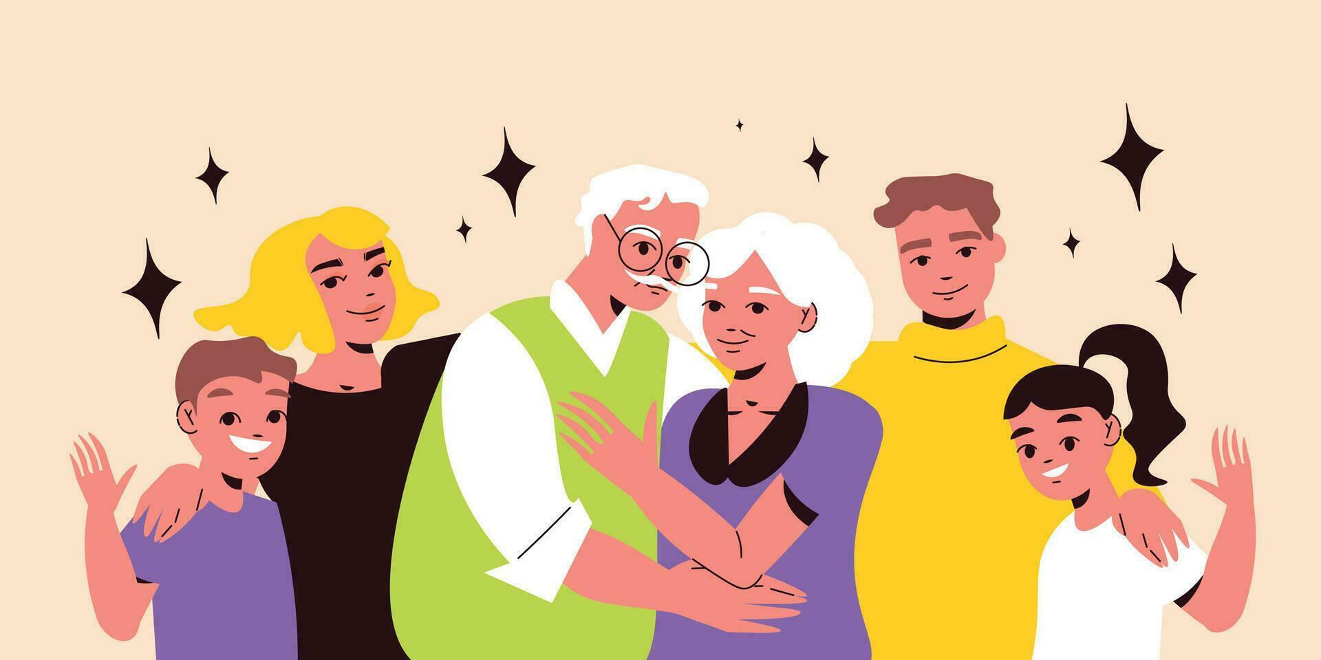 plano abrazando familia ilustración vector