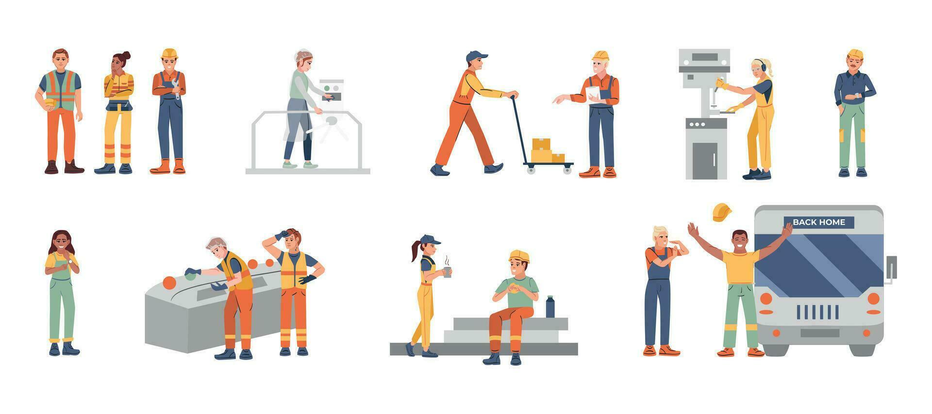 Factory Workers Set vector