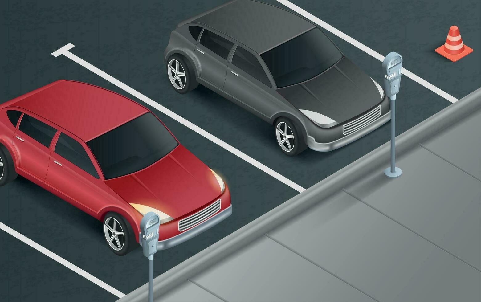 Paid Car Parking Realistic Illustration vector