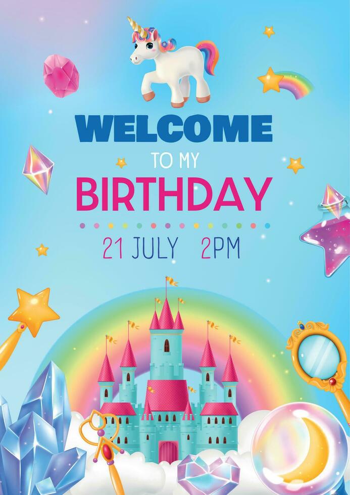 Welcome To Birthday Invitation Card vector