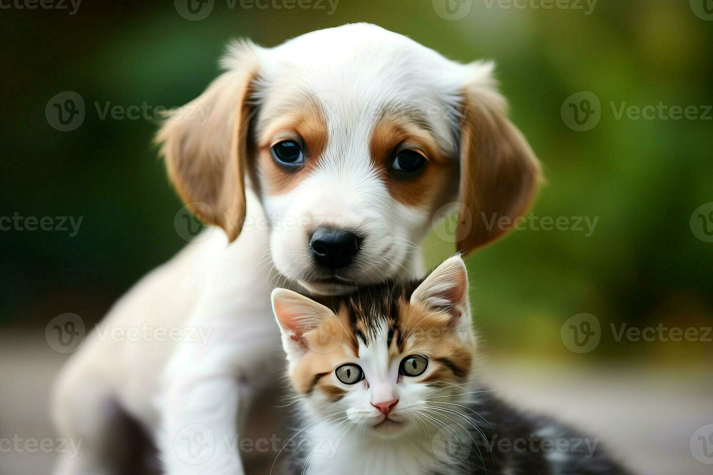 gatito perrito juntos. generar ai foto