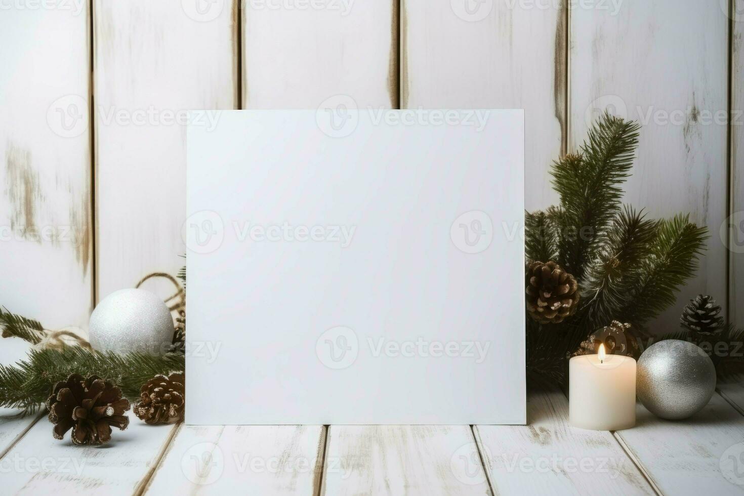 blanco lona Navidad de madera antecedentes. generar ai foto