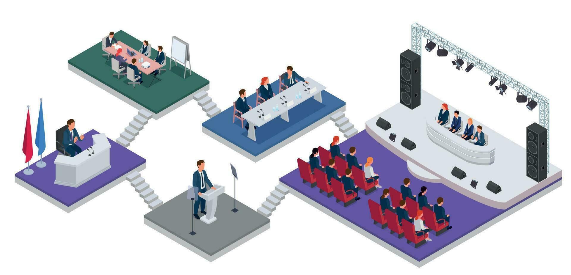 Conference Hall Isometric Concept vector