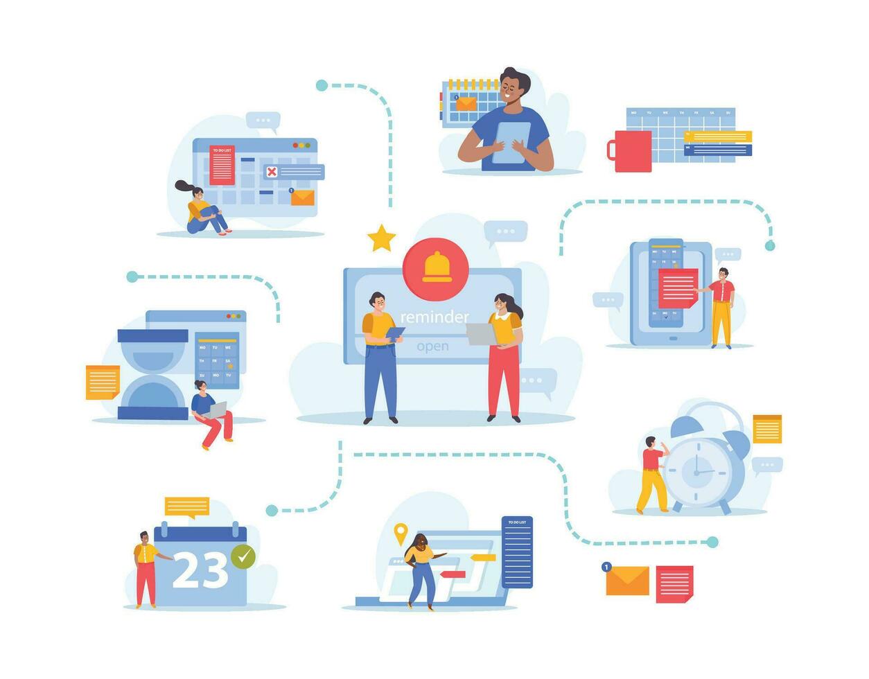 plano evento planificación diagrama de flujo vector