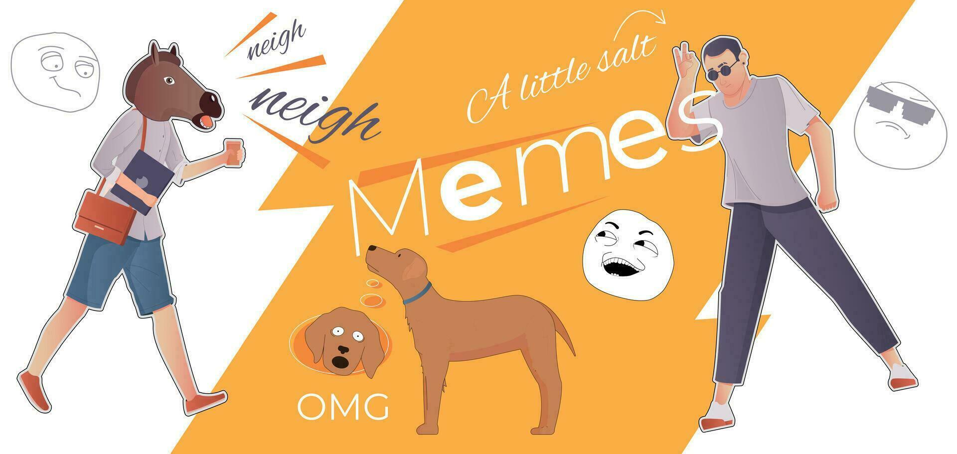 Memes Flat Collage vector