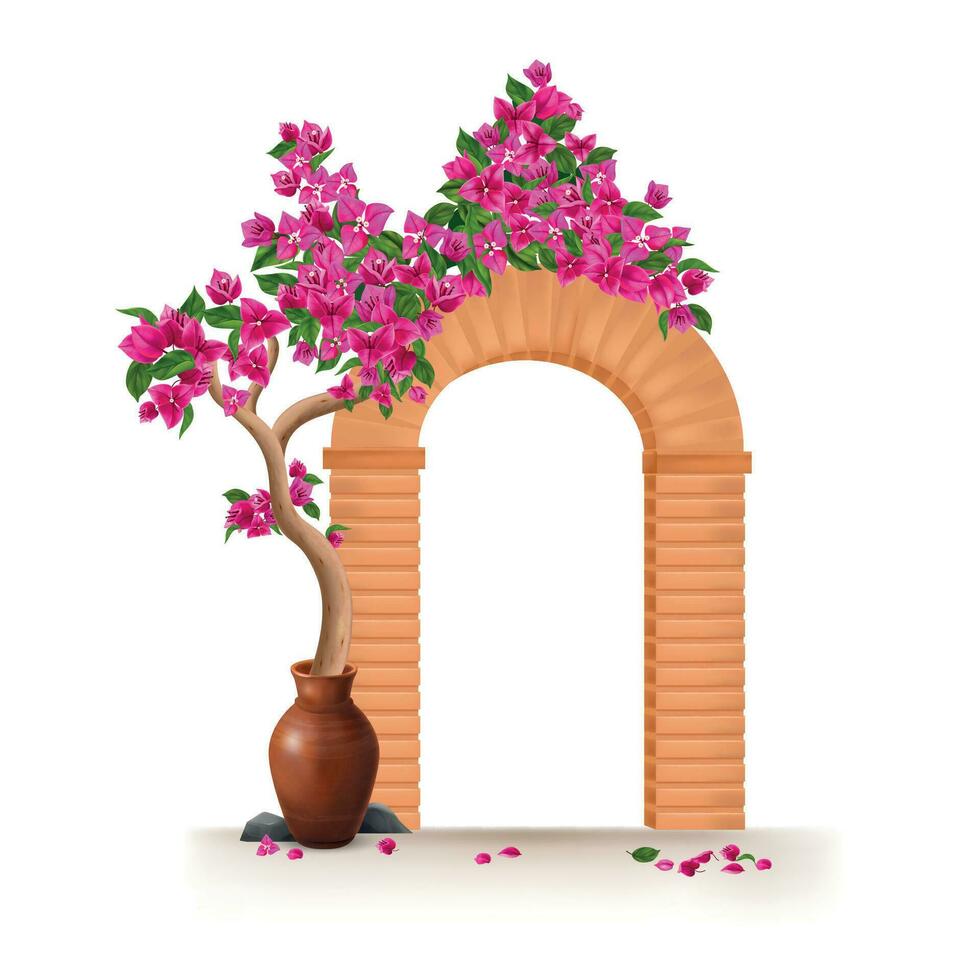 Bougainvillea Tree Realistic Object vector