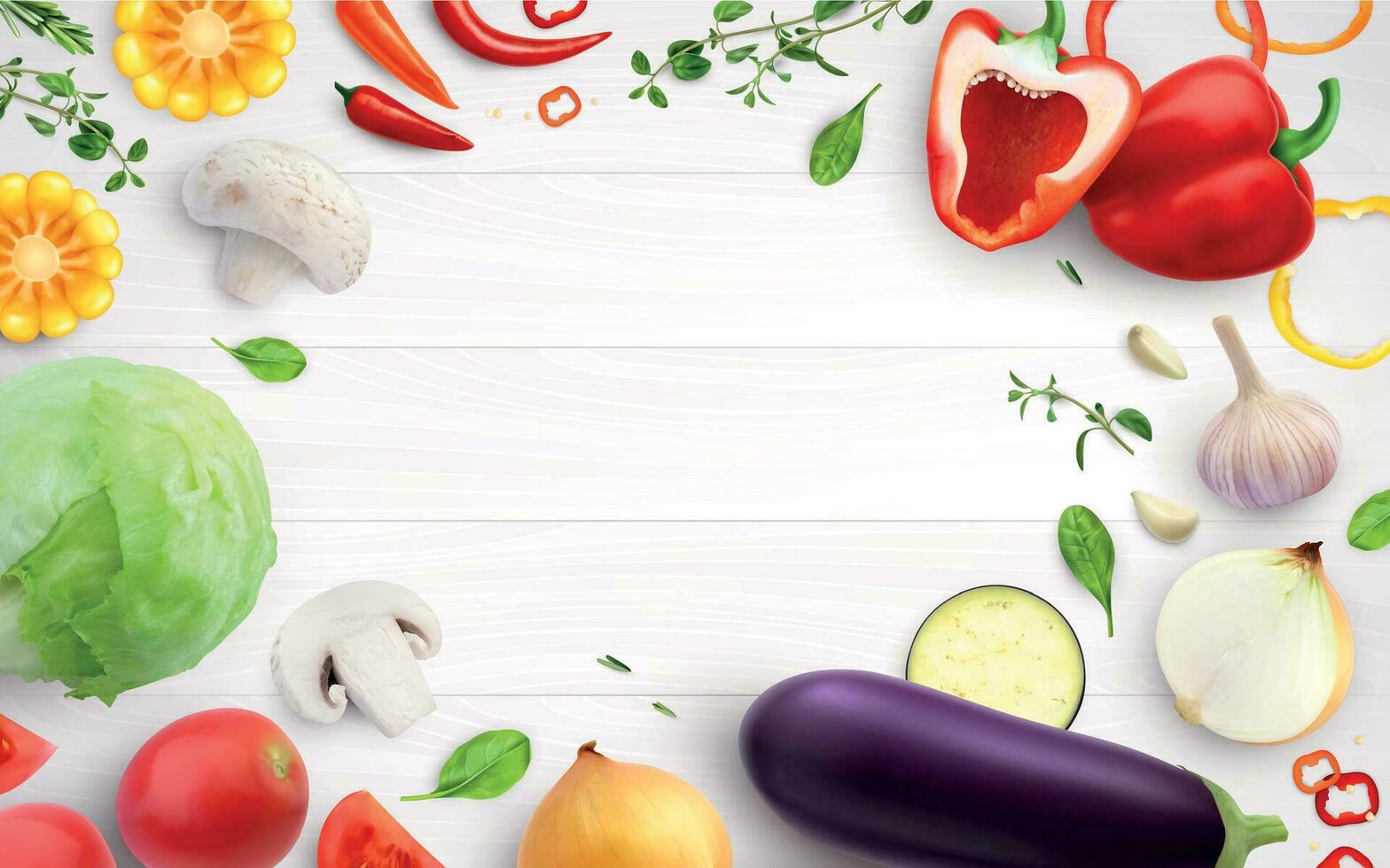 Realistic Fresh Vegetables Frame vector