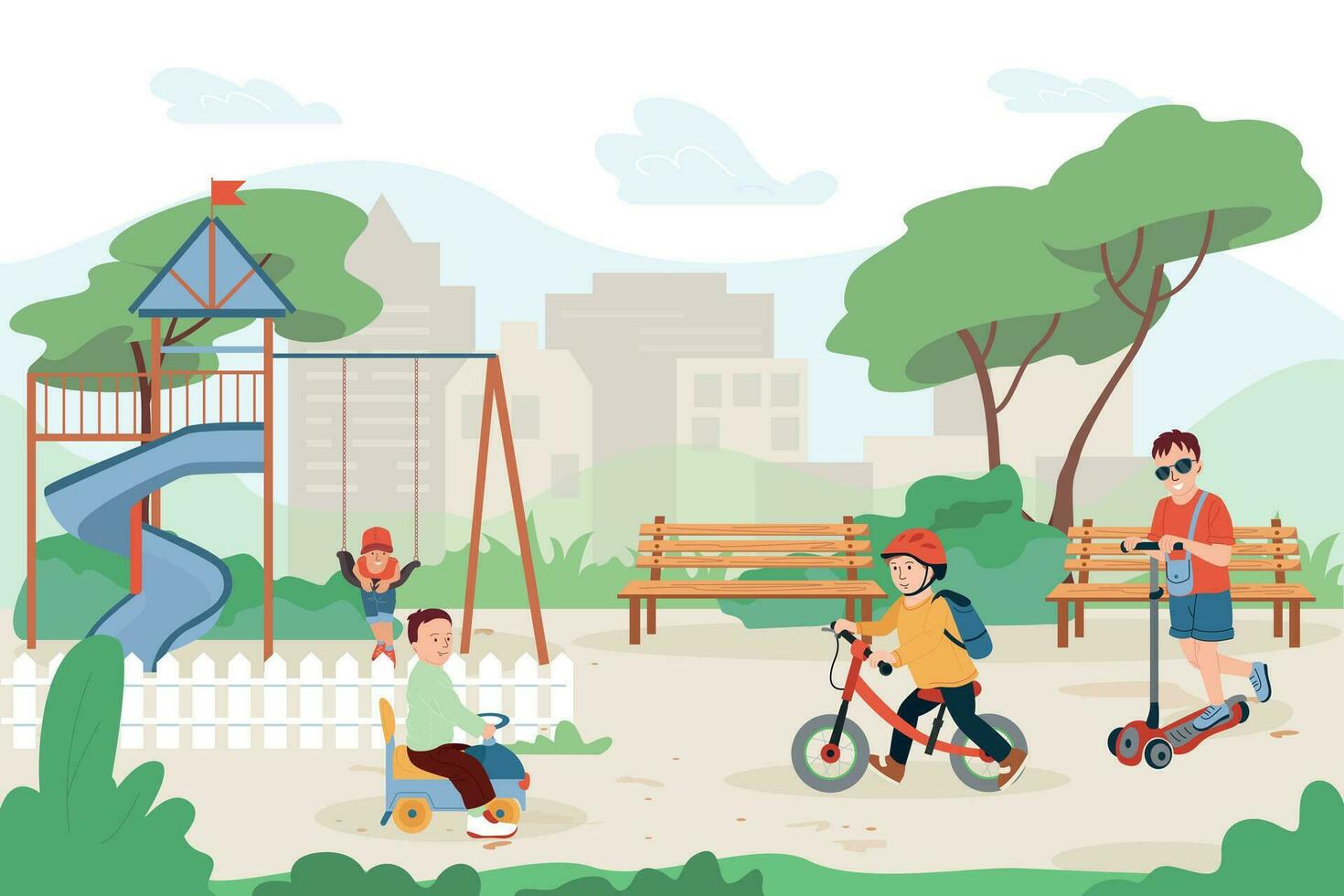 Children Vehicles Playground Composition vector