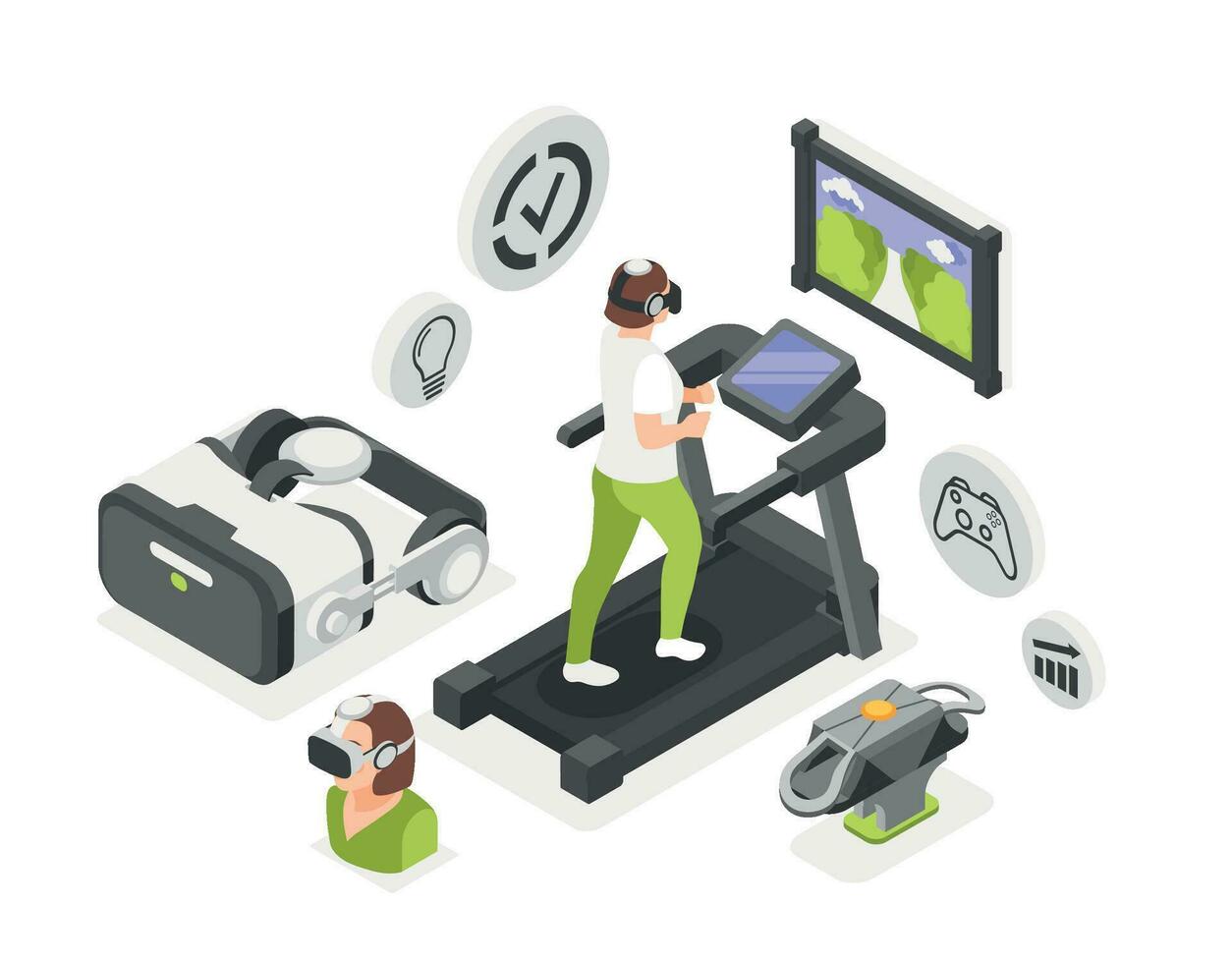 Vr Sports Trainings Isometric Colored Composition vector