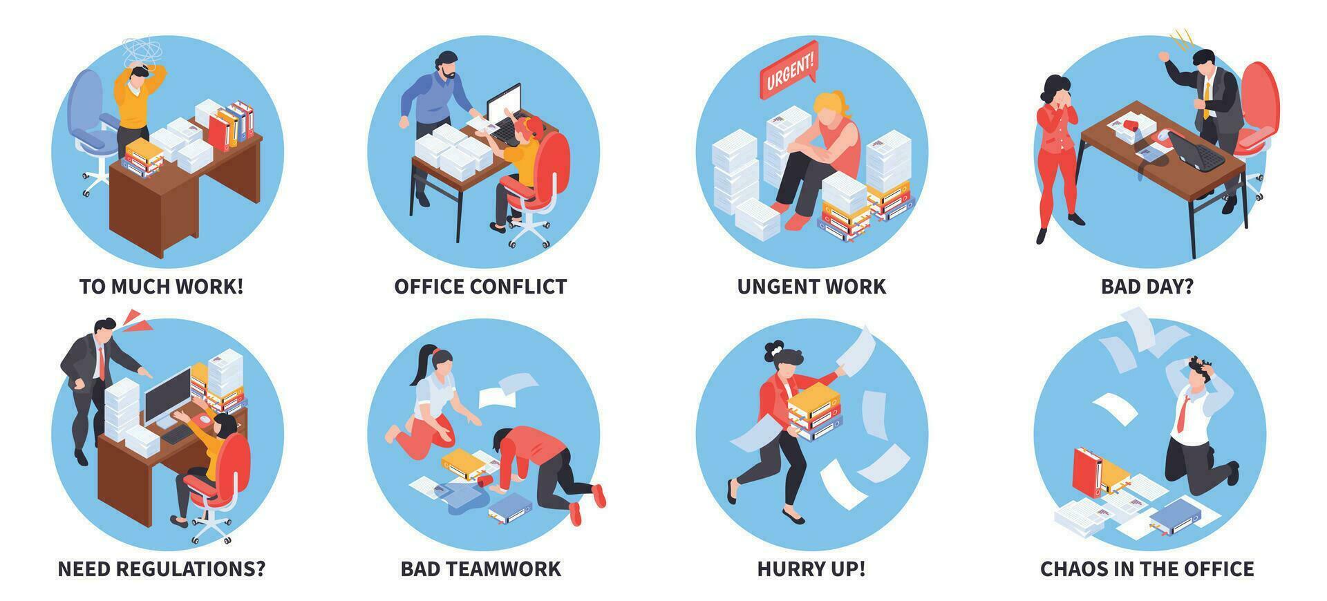 Office Chaos Round Compositions vector