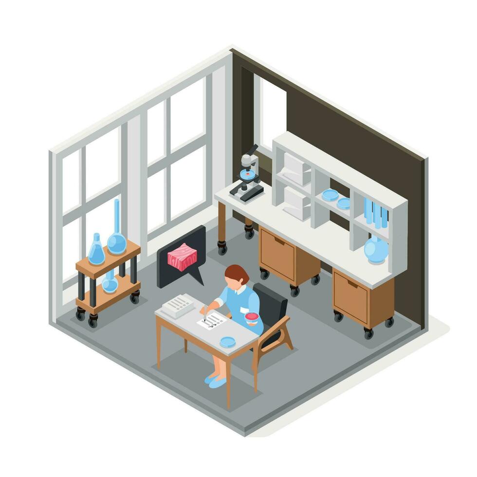 Artificial Grown Meat Laboratory Isometric Object vector
