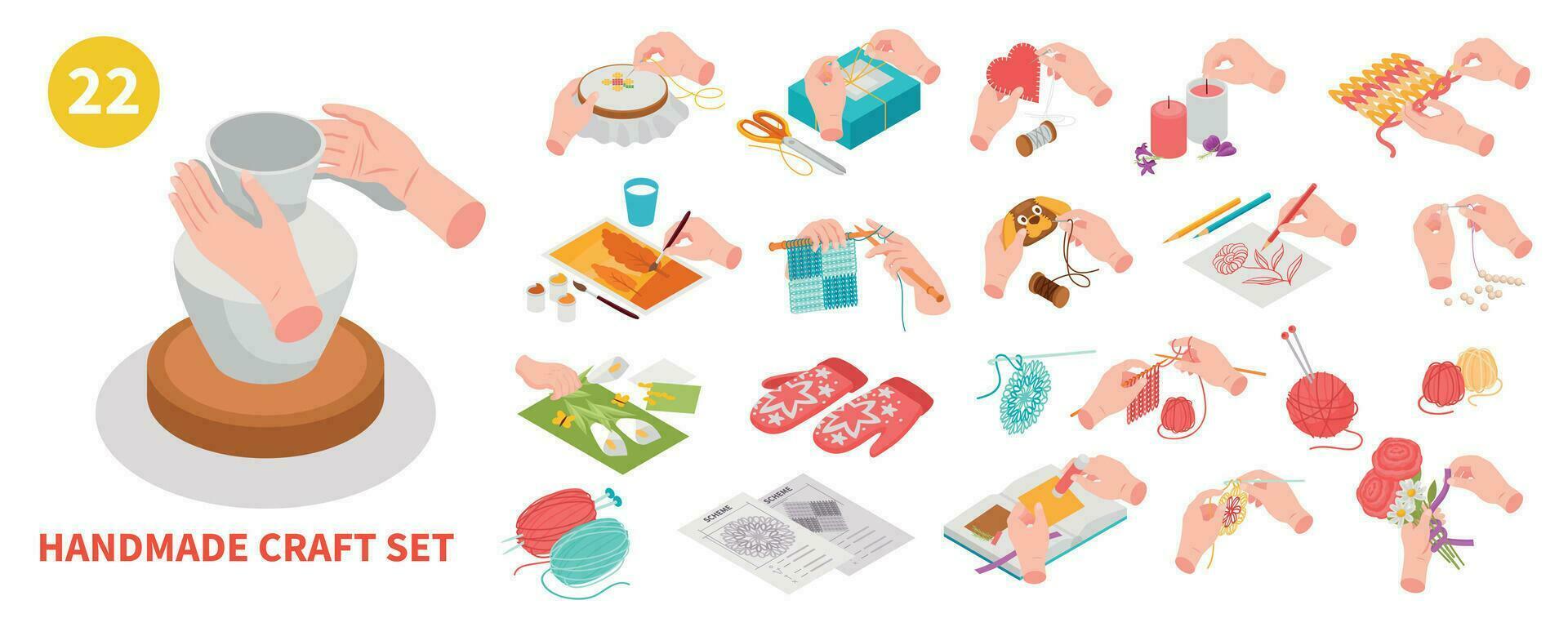 Isometric Hobbies Big Icon Set vector