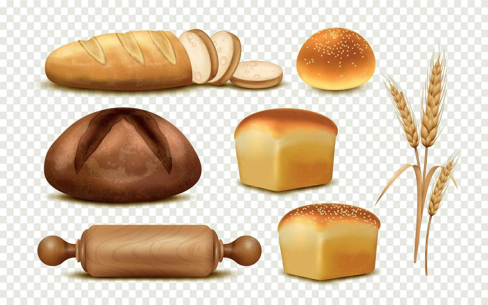 panadería realista conjunto vector