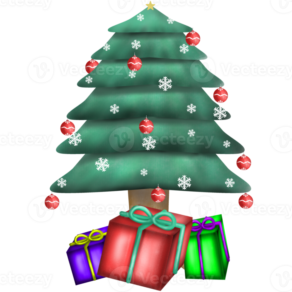 albero di natale e confezione regalo png