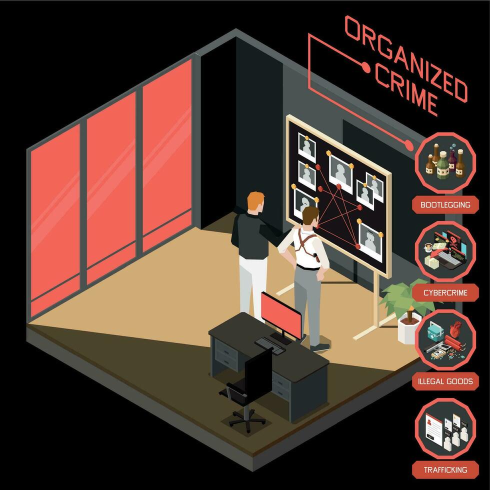 Black Market Colored Isometric Composition vector