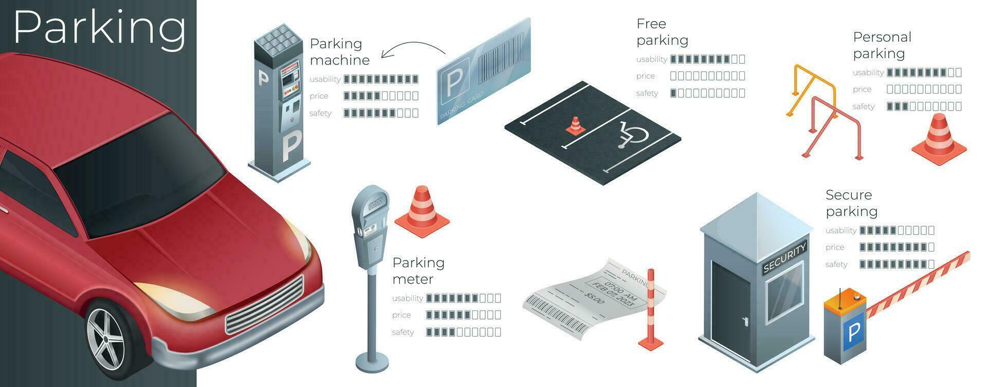 Parking Realistic Infographic vector