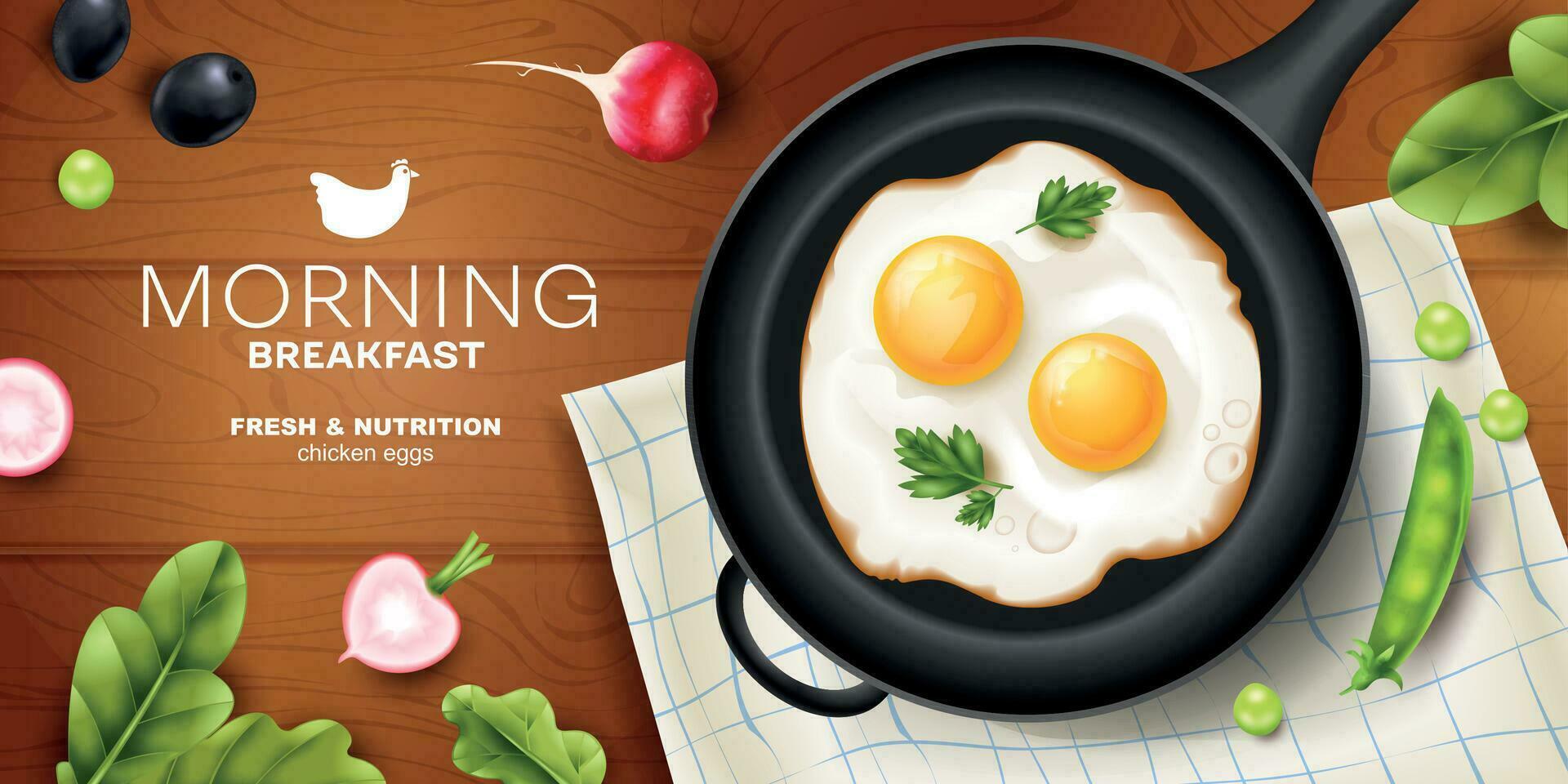 Fried Eggs Breakfast Poster vector