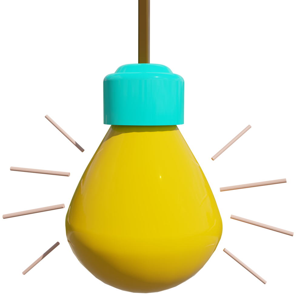 3d cartoon style minimal yellow light bulb png