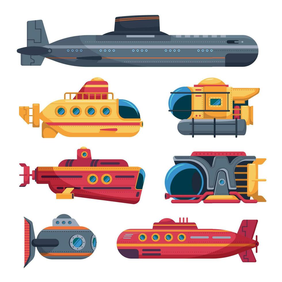 Submarine Icons Set vector