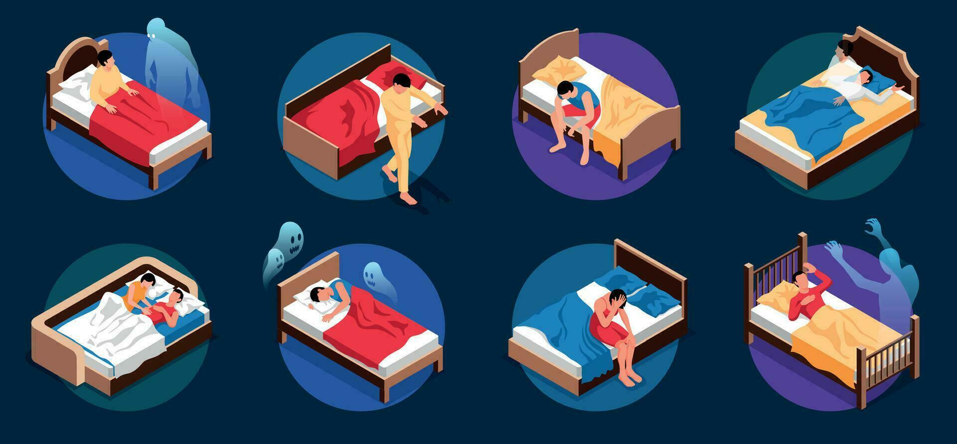 Nightmares Isometric Compositions Set vector