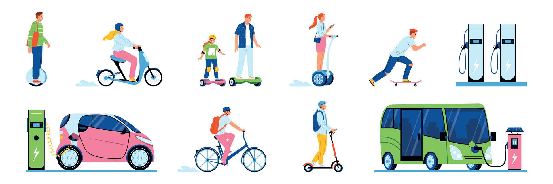 Eco Transport Flat Set 28705682 Vector Art At Vecteezy Eco Transport Flat Set 28705682 Vector Art At Vecteezy