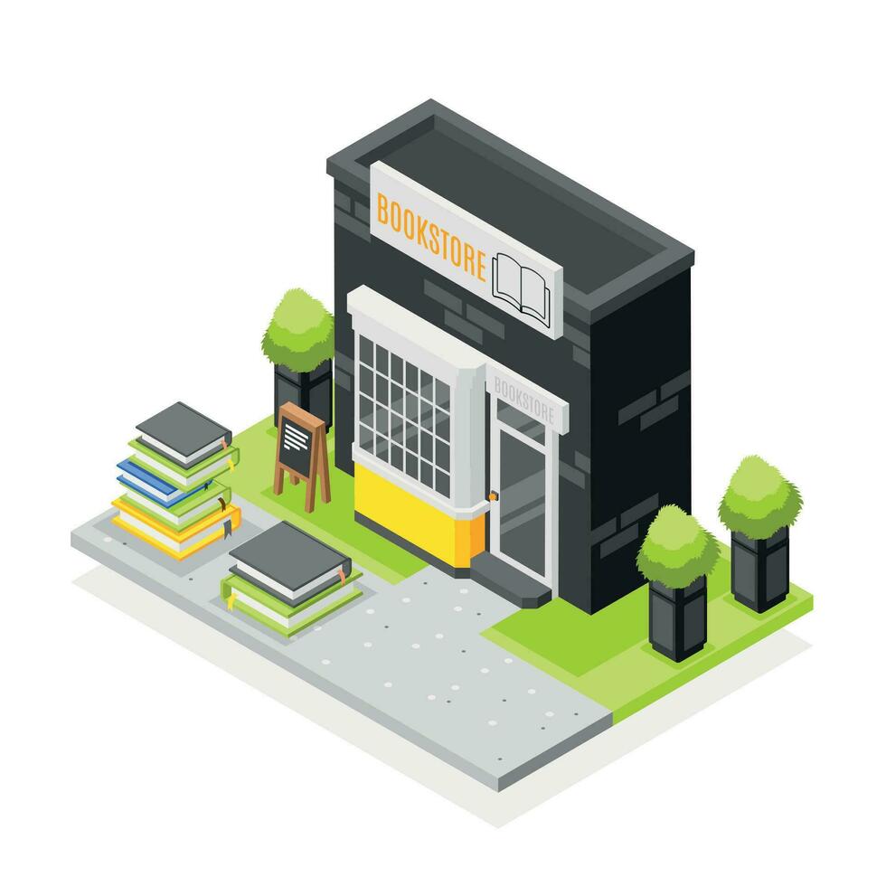 Book Store Isometric Composition vector