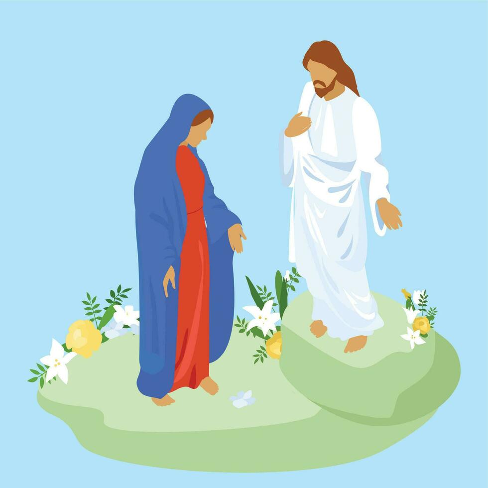 Christ And Virgin Mary vector