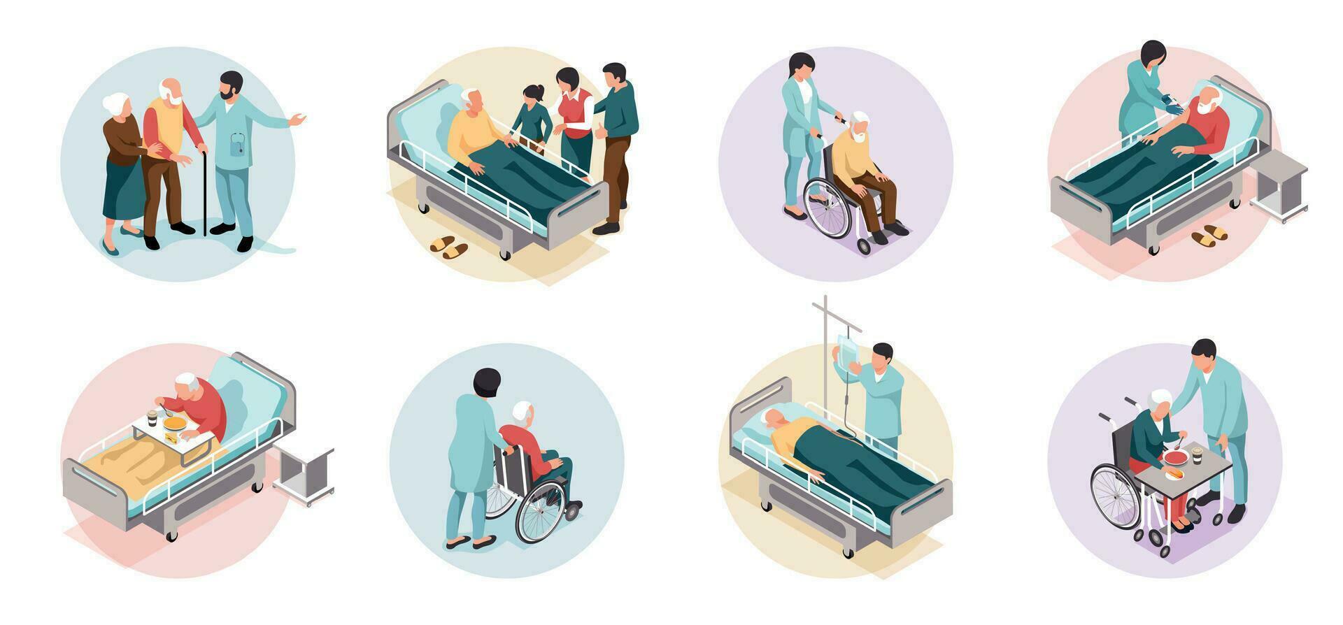Elderly People Hospital Compositions vector