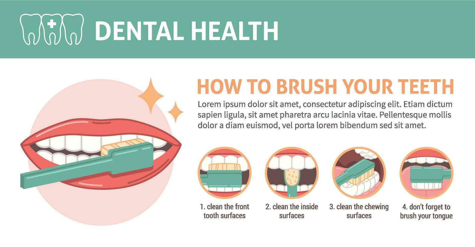 Dental Health Flat Infographics vector