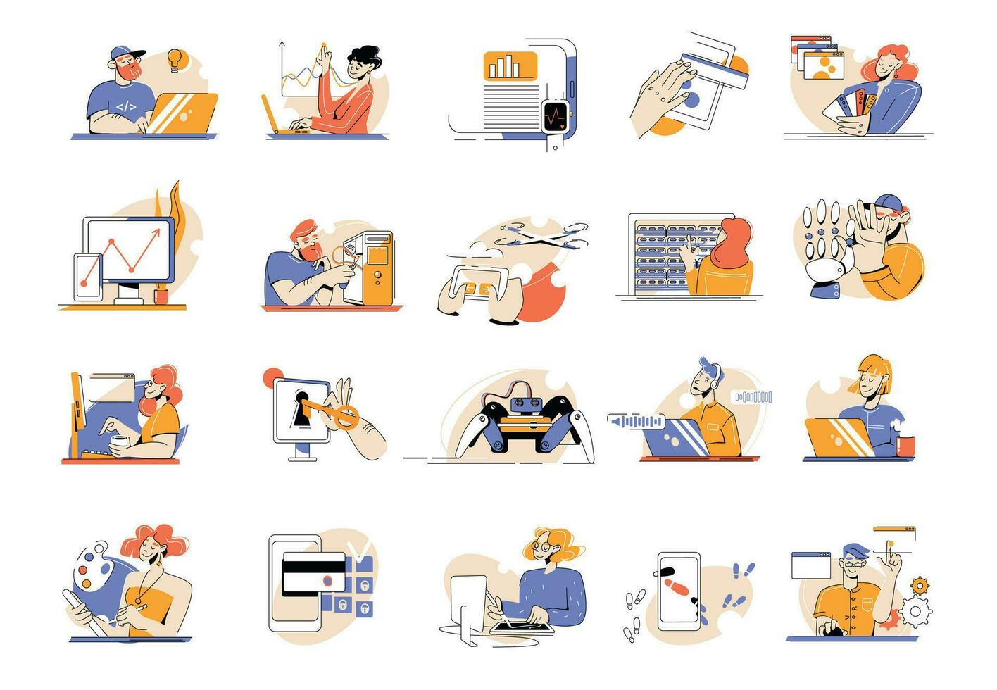 IT Specialist Flat Icons vector