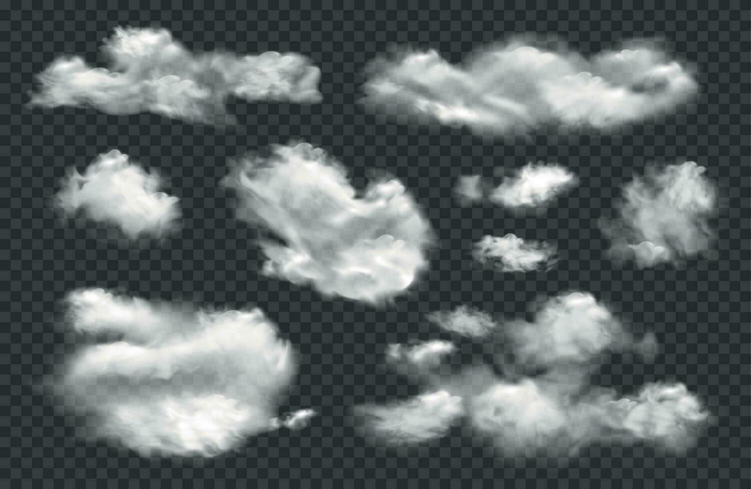 Realistic Clouds Transparent Set vector