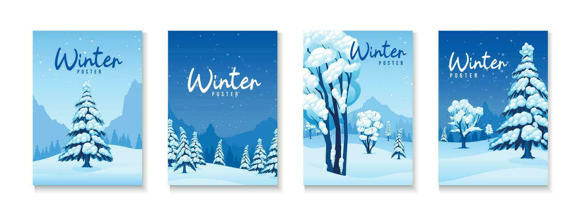Winter Posters Set vector