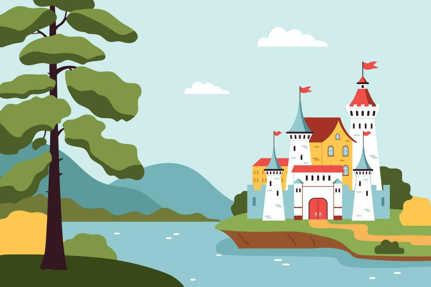 Kingdom Castle Landscape Composition vector