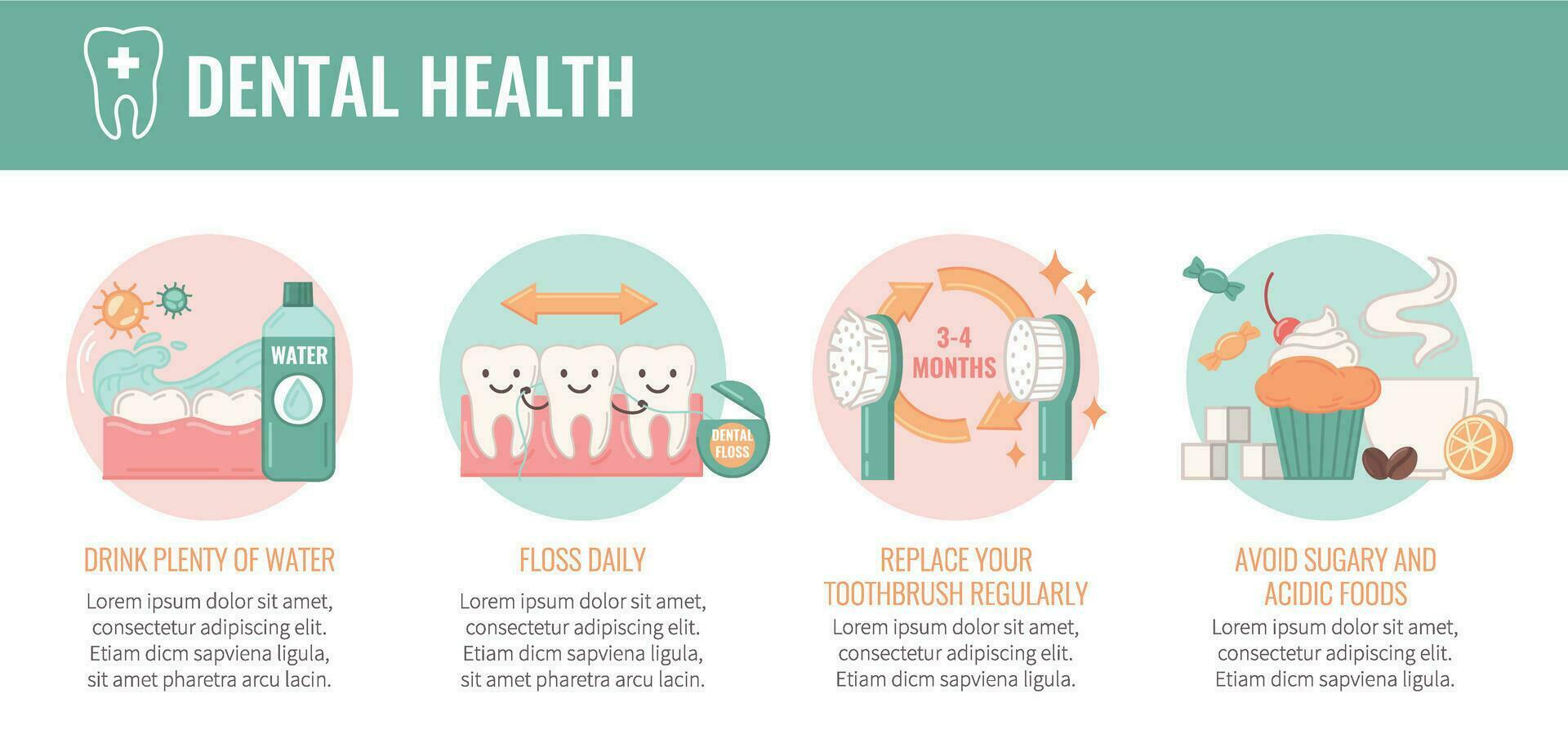 Dental Health Flat Infographics vector