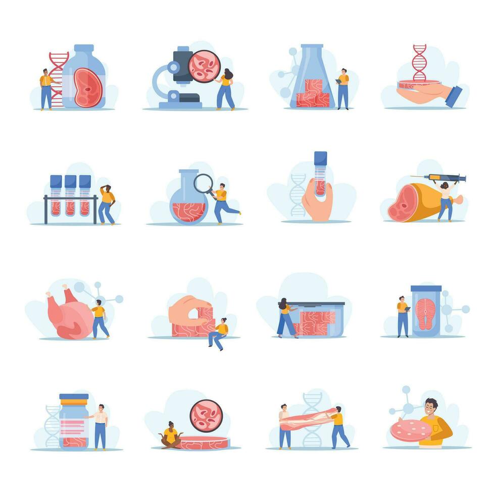 Artificial Grown Meat Icons vector