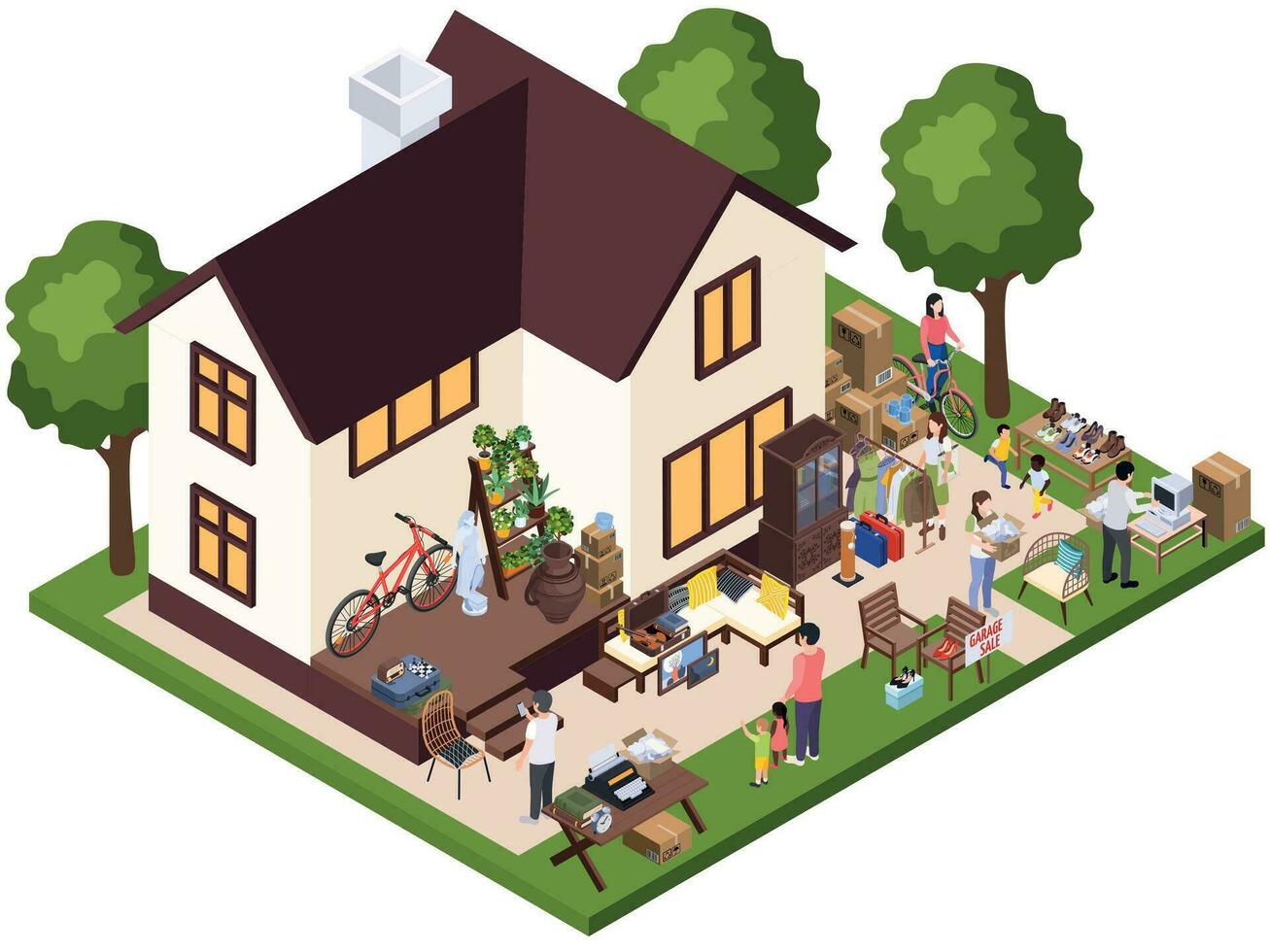 Antique House Sale Composition vector